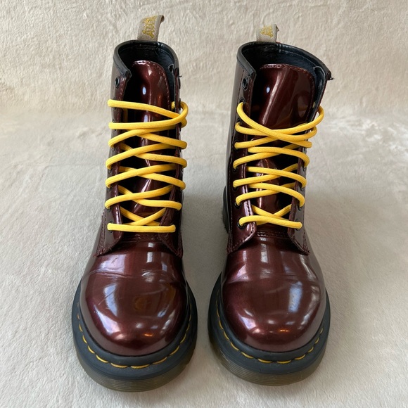 Dr Martens 46 Vegan Chrome Boots Cherry 